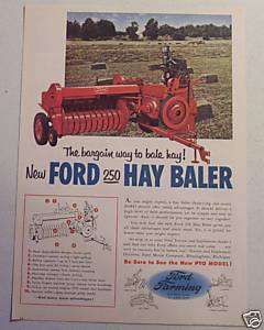 1955 NEW FORD 250 HAY BALER NEW PTO MODEL FARM AD ART  