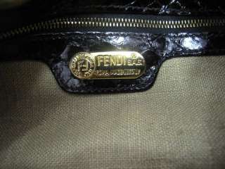 Fendi Black Neoprene Beaded Python Strap/Buckle Small Shoulder Bag 