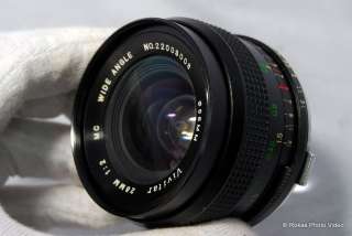 Olympus Vivitar 28mm f2 lens OM manual focus wide angle f2.0  