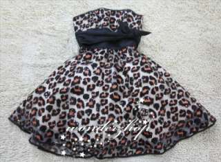Betsey Johnson Sequins Trim Leopard Bow Evening Dress  