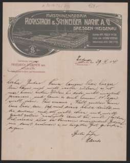 Briefkopf Dresden 1914, Rockstroh & Schneider Nachfolger 