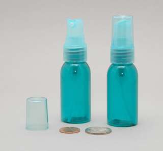 blue green teal Refillable Plastic PET Spray Atomizer Bottles 1oz 