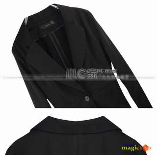 Women Slim Suit Top Long Sleeve Coat Jacket Black #001  