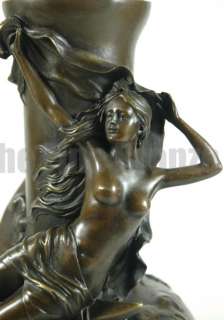 signed Louis.Moreau bronze statue moon maid art nouveau evening vase 