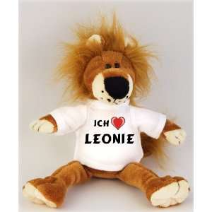 Plüschtiere Löwe mit Ich liebe Leonie T Shirt, Größe 27 cm  
