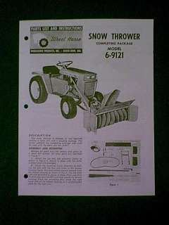 WHEEL HORSE TRACTOR SNOW THROWER 6 9121 MANUAL  