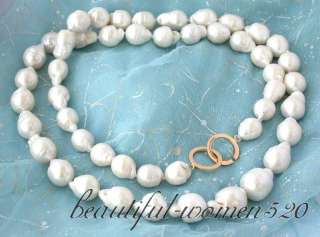 30 18mm baroque white keshi reborn pearl necklace 14k  