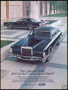 1979 Midnight Blue Lincoln Continental & Mark V Car Ad  