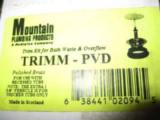   auction is a NEW MOUNTIAN TRIMM PVD CABLE BATH OVERFLOW WASTE BRASS