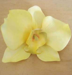 Lemon Orchid Silk Flower Hair Clip Hawaii Luau  
