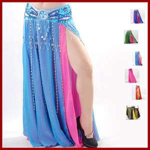 C91419 Womens Novelty Single color Chiffon Open Belly Dance Skirt 