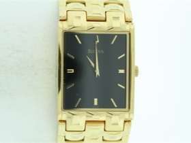 Mens Bulova Gold Tone Stainless Black Dial Watch 97X100  