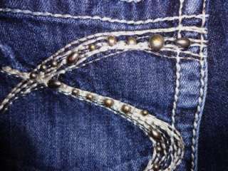   Low Rise Stretch Distressed Studded Pocket Flare Jeans 29x33  
