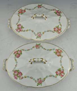 French Limoges Ahrenfeldt Covered Serving Dishes Rose  