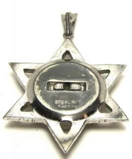 Sterling Silver Marcasite Star Of David Jewish Pendant  