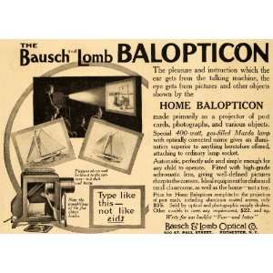 1915 Ad Home Balopticon Bausch Lomb Optical Projector   Original Print 