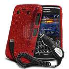 Red Glitter Case For Blackberry Bold 9700/9780 & Car Ch