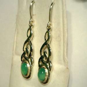   Green Chrysoprase Cabochons Handmade Sterling Silver Celtic 