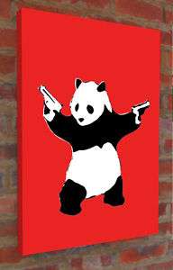 LARGE Banksy Panda monium graffiti art stencil canvas  