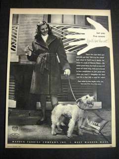 1946 Vintage Warren Fabrics Cute Girl in Coat with Terrier Dog 40s 