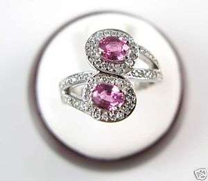 Ladies 14K White Gold Pink Sapphire Diamond Ring 1.42ct  