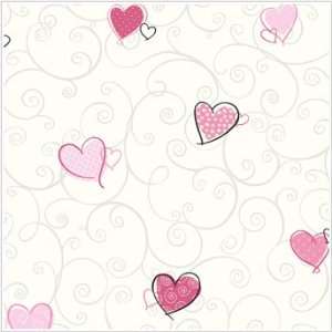   Forever Colorful Hearts Wallpaper White/Pink/Black