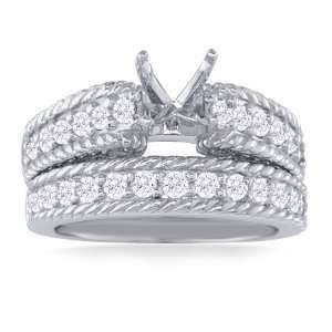   Engagement Ring 0.99 Carat (Ctw) White Gold Wedding Set Jewelry
