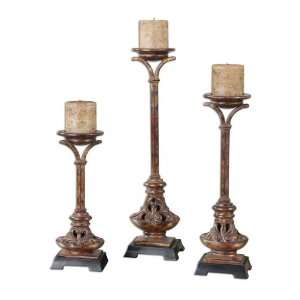  artenara, antiqued metal candle holders, set of 3