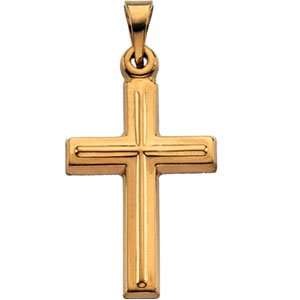   Jewelry Gift 14K Yellow Gold Cross Pendant. 17.00X12.00 Mm Cross