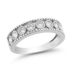 10k White Gold Diamond Ring (1/2 cttw I J Color, I2 I3 Clarity), Size 