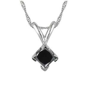   Black Diamond Solitaire Pendant 14K White Gold FineDiamonds9 Jewelry