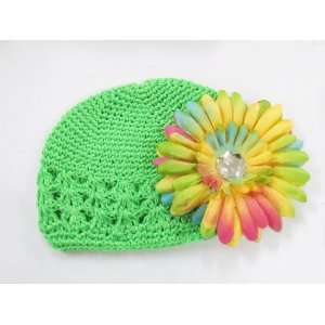  Hat Fits 0   9 Months With a 4 Rainbow Gerbera Daisy Flower Hair Clip