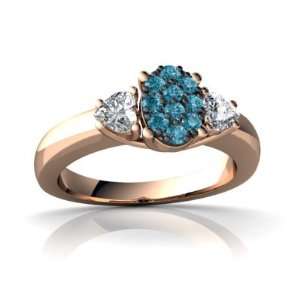  14k Rose Gold Blue Diamond Ring Size 4 Jewelry