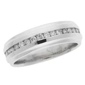 Channel Diamond Mens Wedding Band Ring 14K White Gold 10 (0.50cttw, F 