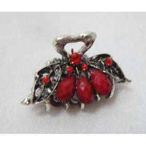  Small One Inch Silver Metal Clip Claw   Red Everything 