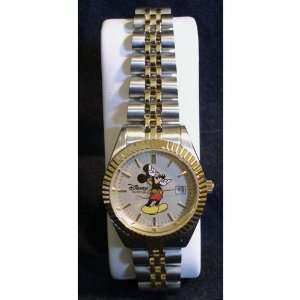  Disney Mickey Mouse Womens Two Tone Wristwatch 