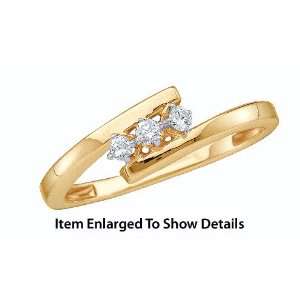   Yellow Gold Diamond 3 Stone Petite Promise Ring Size 7 Jewelry