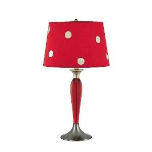   Red Polyresin Table Lamp with Red Polka Dot Fabric Shade LS 2762 Home