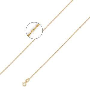  14K Solid Yellow Gold Singapore Chain Necklace 1.2mm (3/64 