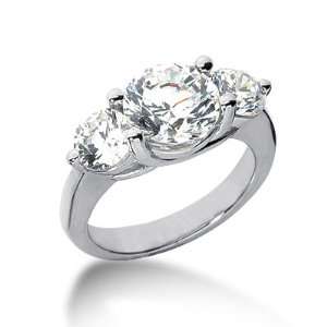  5 Ct Diamond Engagement Ring Round Prong Three Stone 14k 