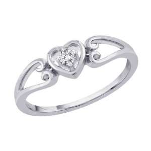    10K White Gold 0.05 ct. Diamond Heart Ring Katarina Jewelry