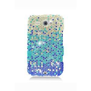  HTC ChaCha / Status Full Diamond Graphic Case   Blue 
