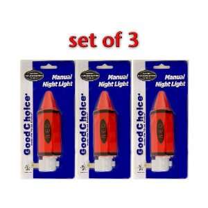 GOOD HOUSEKEEPING APPROVED CRAYON MANUAL NIGHT LIGHT   RED (SET OF 3)