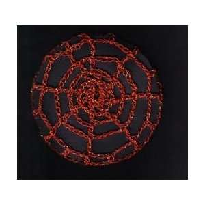  Red Metallic Spider Web Crocheted Hair Bun Cover  LARGE 