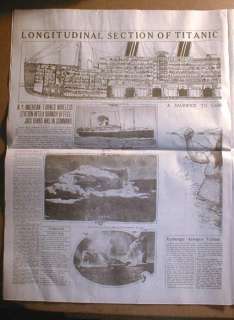 1912 newspaper TITANIC SINKS w Best Headline & photo   