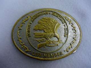 NORTH AMERICAN HUNTING CLUB LIFE MEMBER BELT BUCKLE GOLD SILVER TONE 