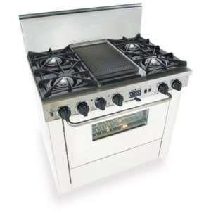   Oven Self Cleaning and Double Sided Grill/Griddle White with Brass