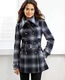    Miss Sixty Coat, Double Breasted Belted Ombre Plaid customer 