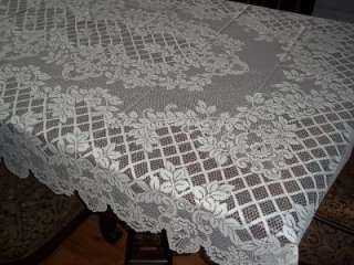 WHITE LACE TABLECLOTH FLORAL 73 X 56 ITCF188  