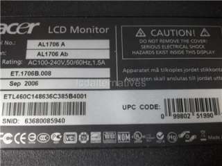 Repair Kit, Acer AL1706AB, LCD Monitor, Capacitors 729440707330  